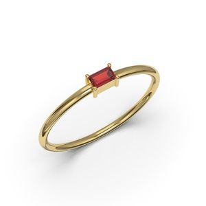 10K YELLOW GOLD BAGUETTE CUT RUBY CZ RING